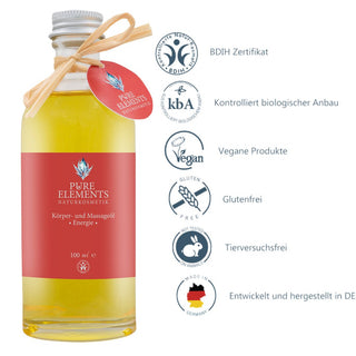Körper - und Massageöl •Energie• - Pure Elements Naturkosmetik