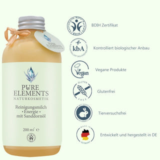 Reinigungsmilch •Energie• mit Sanddornöl - Pure Elements Naturkosmetik