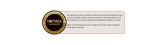 100 Tage Geld-zurück-Garantie Logo mit Text zur risikofreien Produktprobe – volle Rückerstattung bei Nichtgefallen, Pure Elements.