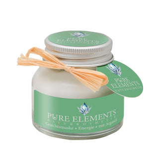 Gesichtsmaske Energie mit Arganöl von Pure Elements im Tiegel 50ml – enthält echte, energetisch aufgeladene Bergkristalle zur Harmonisierung von Haut und Seele. Vegan, glutenfrei, BDIH-zertifiziert, tierversuchsfrei und in Deutschland hergestellt. Die Rezeptur basiert auf natürlichen Wirkstoffen.