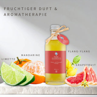 Koerper-_Massageoel_Energie_Fruchtiger_Duft_Aromatherapie & Ylang Ylang & Mandarine & Limette & Grapefruit