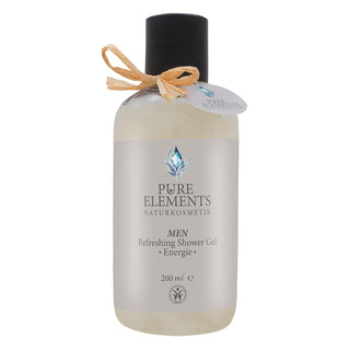 MEN Refreshing Shower Gel Energie von Pure Elements im Flasche 200ml – enthält echte, energetisch aufgeladene Bergkristalle zur Harmonisierung von Haut und Seele. Vegan, glutenfrei, BDIH-zertifiziert, tierversuchsfrei und in Deutschland hergestellt. Die Rezeptur basiert auf natürlichen Wirkstoffen.
